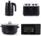 Salter Kuro Kitchen Appliance Set - 1.7L 3KW Jug Kettle, 4-Slice Toaster, 20 Litre Digital Microwave, and 6.5L Electric Slow Cooker, Matching Kitchen Appliance Set, Sleek Matte Black Design