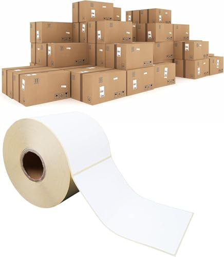 KRN Thermoetiketten 12er Pack, 60 x 40 mm – 12000 Selbstklebende Versandetiketten auf Rolle, Wasserfest, Thermodruck-Etiketten für Thermodrucker – Barcode- & Adressetiketten für Büro, Lager, Logistik