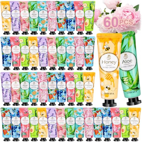 60 Pack Hand Cream, Gift Set for Women, Hand Moisturizer for Dry Cracked Hands, Mini Hand Cream Multipack, Small Gifts for Mother Teacher Nurse Corworkers Birthday Party