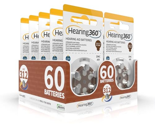 Hearing360 batterie per apparecchi acustici PR41 misura 312, pile senza mercurio extra durata e affidabilità (10 blister marrone)