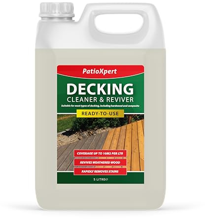 PatioXpert - Decking Cleaner & Reviver 5L - Powerful Algae & Mould Remover for Wooden & Composite Decks - Removes Dirt & Grease - For Oils & Stains