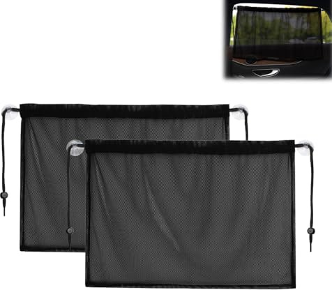 Tendine Parasole Auto Bambini, 2 pezzi Protezione Termica Lunotto Laterale, Tenda Parasole Universale con Protezione Solare, per Molti Veicoli Oscuramento Vetri
