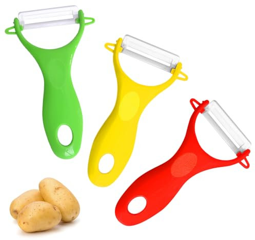 3 Pack Vegetable Peeler, Peelers for Kitchen, Potato Peeler Hand, Ergonomic Y-Shaped Design Stainless Steel Veg Peelers for Potatoes, Carrots, and More