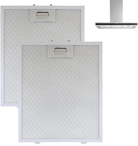 YQBFTC 2 Pack Aluminium Cooker Hood Filter Replacement 320 x 260 mm,Metal Universal Kitchen Extractor Fan Filter,5-Layer Kitchen Hood Grease Filters for Many Leading Brand of Cooker Hood