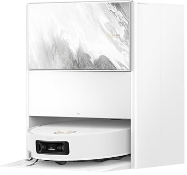 DREAME Aqua10 Ultra Track Complete Robot Aspirapolvere, Lavaggio 45 °C, Supera Ostacoli di 6 cm, Auto-pulizia Mocio, Aspirazione da 19.500 Pa, 0 Grovigli, Evita Oltre 240 Oggetti, Controllo Vocale