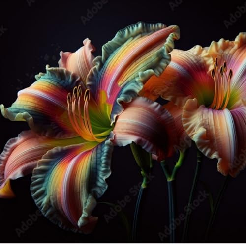 Hemerocallis de lirio de día- La mejor opción para la decoración del jardín. - Pétalos de colores variados （NVNJHJN）.-10 bulbos-D