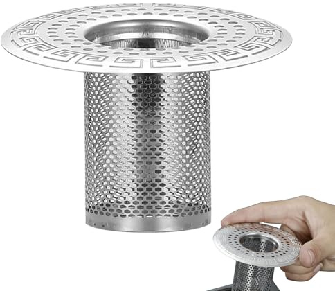 TyCylKu Filtro Di Scarico A Pavimento In Acciaio Inossidabile, Acciaio Inossidabile 304 Raccogli Capelli Per Scarico Doccia, Tappo Per Lavandino Del Bagno Per Pavimento, Lavabo, Tubo