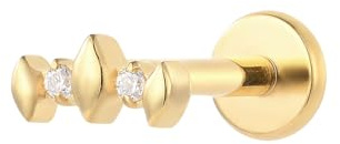 NewkeepsR 16g (1,2 mm) Titanio Rosca Interna Chapado en Oro Joya Transparente Piedra Rombo Parte Superior Cartílago Trago Labret Stud
