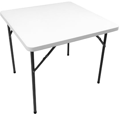 The Homeweeks Mesa plegable SOLID SQUARE 86*86*74cm | Portátil Multifuncional | Normativa Uso Público Interior/Exterior | EN 581-1/3 | Tablero Resina HDPE 3,8cm |4 Personas Carga 120 kg | Multiusos