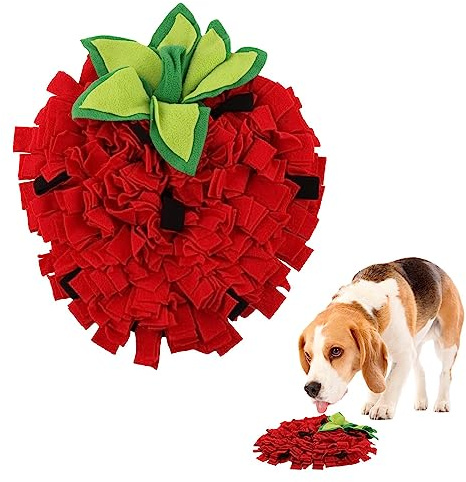 Snuffle Mat for Dogs Strawberry, Large Dog Snuffle Mat 17.7” x 13.8”, Interactive Scent Training Toy, Non-Slip Blanket for Pets, Soft & Easy to Clean