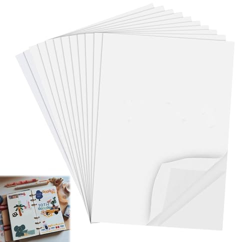 BaZuyunMd Lot de 12 feuilles de ruban adhésif transparent double face - Format A4 - 20,5 x 30,5 cm - Pour travaux manuels et maison