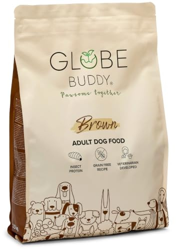 Globe Buddy Brown insektprotein – spannmålsfritt hundfoder för vuxna hundar, helfoder, 2,5 kg