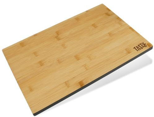 Tasty Bambus-Schneidebrett – 35,5x25x1,2cm – Ideal zum Schneiden von Brot, Obst, Gemüse – Robust & Stylisch mit Farbkante – Braun/Grau