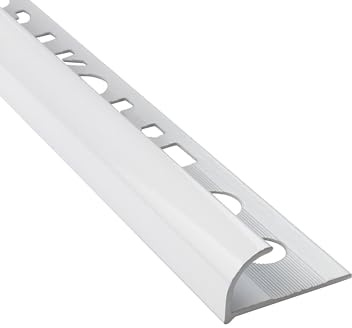 Alu Viertelkreis Profil Fliesenschiene eloxiert, pulverbeschichtet, gebürstet L270cm H10mm weiss