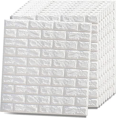 OCEANO 10pz Pannelli adesivi 3d decorativi per parete muro carta da parati urban chic realistica muro mattoni bianco casa cucina soggiorno camera da letto bagno morbida schiuma PE 77x70cm
