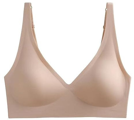 Berisyios Donna Reggiseno Senza Ferretto Push Up Bralette, Senza Cuciture Supporto Completo e Cinghie Regolabili Reggiseno per Dormire (IT, Testo, L, Regular, Regular, Colore della Pelle)
