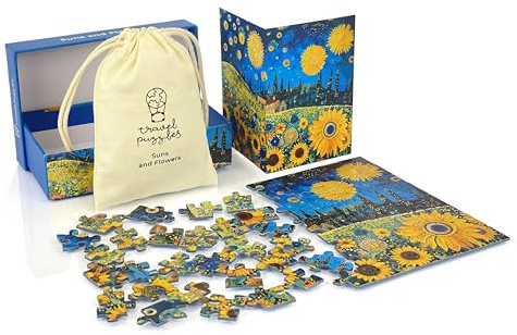 Travel Puzzles – Soleils et Fleurs – Puzzle de Voyage Compact et Portable – 88 pièces – puzzle pour adultes et adolescents de 14 ans