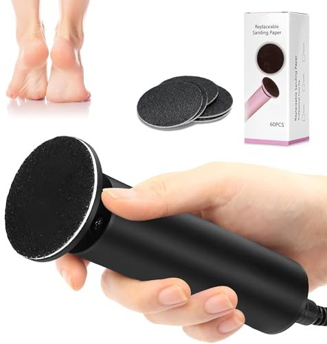 Electric Pedicure Foot Callus Remover for Feet with 60 Replaceable Discs - Adjustable Speed Pedicure Kit Foot Shaver – Foot Brush Electric Foot Callus Remover for Dead Skin, Cracked Heels, Calluses