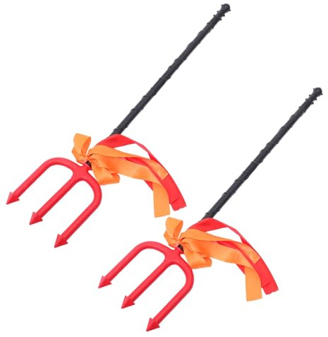 iplusmile 2pezzi Tridente di Halloween in Plastica Forcone da Diavolo Accessori per Costumi da Demone per Feste di Halloween e Cosplay