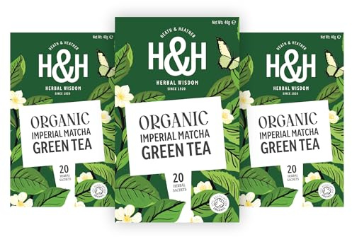 Heath & Heather - Organic Matcha Green Tea Bags - 3 Pack Gift Set | Organic Matcha Green Tea • Japanese Green Tea • Antioxidant Tea Bags • 3 Pack