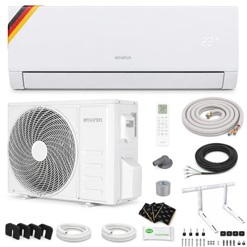 ENVIRON® Split Klimaanlage A+++ | - WiFi/App Funktion | 19 dB – leiser als Ihr eigener Atem | vergoldeter Verdampfer und Kondensator (Mit Wandhalterung, 9.000 BTU (2,6 kW))