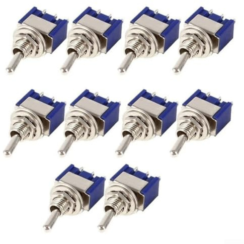 Interrupteur à bascule SPDT MTS-102 Miniature Interrupteur à bascule ON/ON 6 A 125 V CA Métal pour électronique DIY pour modélisme Arduino Armoire électrique