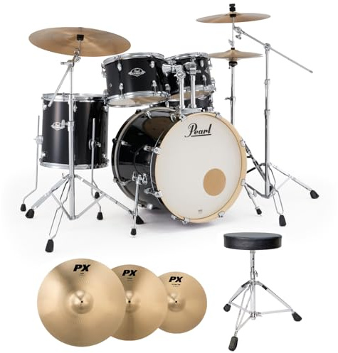 Pearl Export Schlagzeug EXX705NBR/C31 Black + Sabian Becken + keepdrum Hocker