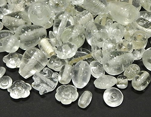 Perlin 250g Glasperlen Indian Große Perlen Weiss Set Silberfolie Lampwork Fancy Dekoperlen Rund Oval Tropfen Bastelset Für Schmuck zur Schmuckherstellung von Halsketten DIY Basteln Design (250)