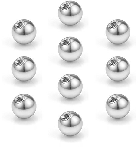 FECTAS Piercing Kugeln Set 1.6mm Silber Ersatzkugel 5mm 8mm Chirurgenstahl Schraubkugel für 14G Barbell