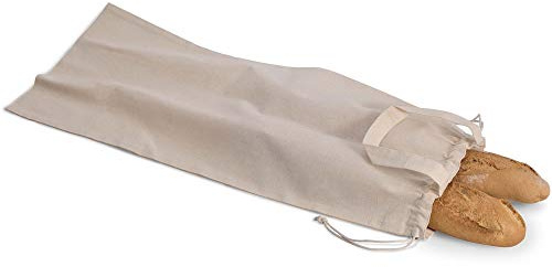 Brotbeutel Bio Baumwolle GOTS – Baguette Beutel mit Kordelzug & Henkeln – Wiederverwendbarer Brotsack für 2–3 Stangenbrote – Nachhaltiger Stoffbeutel 70 x 29 cm (5er)
