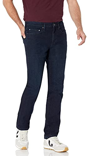 Amazon Essentials Herren Slim-Fit-Jeans - Auslauffarben, Blau Überfärben, 33W / 30L
