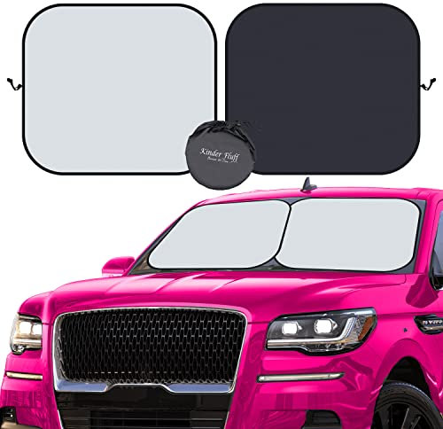 kinder Fluff Windshield Sun Shade -The Only Certified Car Window Shades Blocking 99.9% UVR- Automotive Window Sunshades as Cars,SUV,RV,Truck & Car Accessories - Accesorios para Carro (Large)
