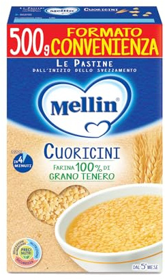 Mellin Pastina Cuoricini, Con Vitamina B1, 500g | Per Bambini dal 5° Mese Compiuto