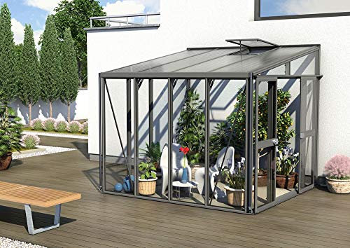 Vitavia Athena 7000 ESG/HKP, schwarz Anlehngewächshaus Gewächshaus 2 Seitenfenster
