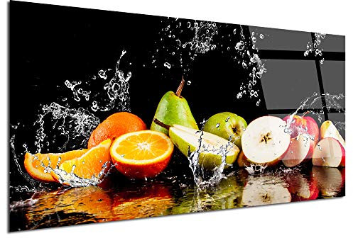DECLINA Tableau plexi, impression sur verre Acrylique verre acrylique, Tableau mural, Décoration moderne, Cadre verre acrylique déco panoramique Les Fruits, 60x30 cm