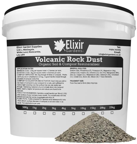 Elixir Gardens Volcanic Rock Dust Organic Fertiliser 2KG Tub | Organic Fertiliser/Re-Mineraliser & Compost Activator 2kg Tub Treats 4sqm