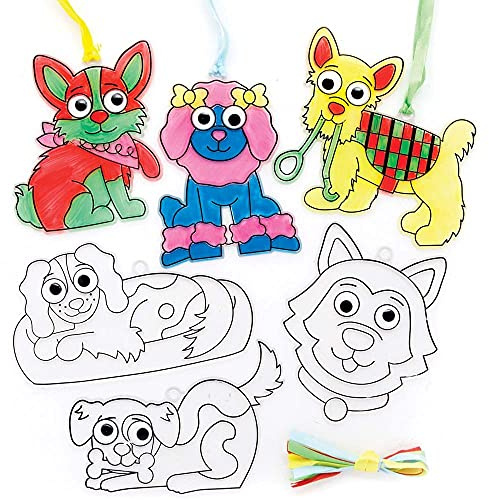 Baker Ross FE581 Dog Suncatcher Craft - Pack of 8, Stained Glass Effect for Kids to Decorate and Display for Arts and Craft Activities