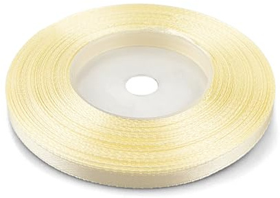 Netuno 1x Satinband Hellgelb 6 mm x 32 m Schleifenband Geschenkband Dekoband Stoffband bunte Satinrolle farbig Bänder zum Basteln für Hochzeit Taufe Geburtstag Weihnachten Ostern Geschenk
