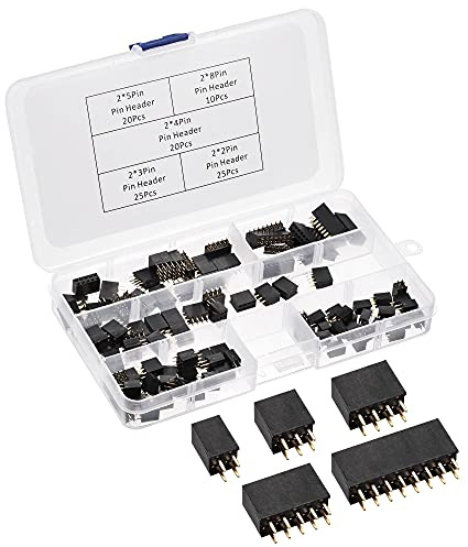 sourcing map 100 Stück Stiftleiste 2 Reihig 4P 6P 8P 10P 16P 2.54mm Rastermaß mit Kasten für Prototypen