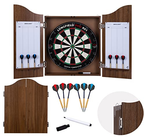 Engelhart - 065016 - Trädartskåp + Sisal Darttavla + 2 set med 18 g pilar (Brun)