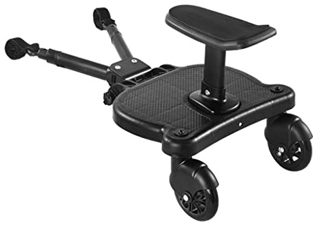 Buggy Board, KEMAX Universal Board with Seat Standing Board,Pram Accessory for Children from 2-7 Years (55LB),Toddlers Stroller Compatible Over 99% of Pushchairs, Black, 55*33*36CM, (LOP-245KJ)