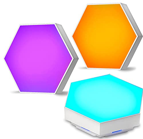 Amailtom Hexagonal Wall Light Extension 3 LED Panels, Touch and Remote Controlled Version, RGB LED Wall Light, Gaming Light for Living Room, Bedroom, TV (Remote Control Not Included)