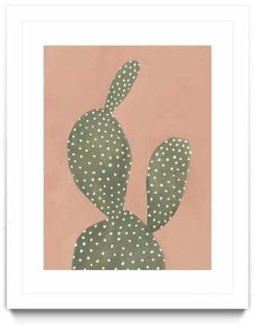 Giant Art 30x40 Coral Cacti I Matted and Framed in Multi-Color