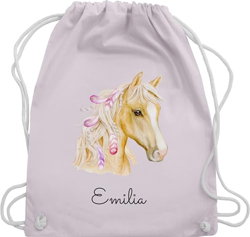 Turnbeutel Rucksack - Pferd Pferde - Pferdekopf - Unisize - Pastell Rosa - wechselsachen beutel kita reit sachen für mädchen pferden horse sportbeutel stoffsackerl kindergarten pferderucksäcke