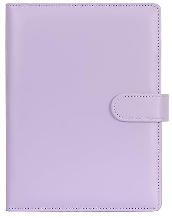 Skycase A5 Ringbuch aus PU-Leder, 6-Ring-Ordner, Loseblatt-Notizbuch, Budget-Planer mit Füllpapier, lila – für Büro, Schule, Studium, Organizer, Tagebuch