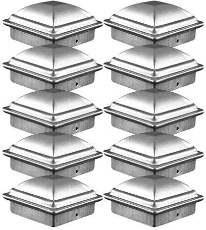 PUPAYA 10 Stück Zaunkappen, Rohrkappen aus Zinkstahl, Pyramide Quadratisch Zaunpfostenkappen Pfahl Deckel Zaunabdeckung,8X8CM