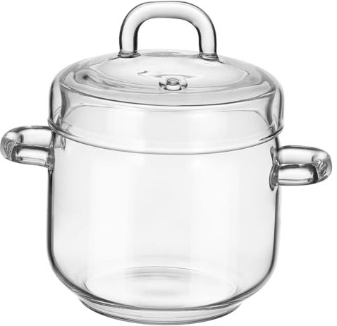 Kichvoe Creative Glass Stew Pot with Lid Heat-Resistant Storage Container for Steamed Eggs and Soups Practical Home Tableware for Cooking and Serving