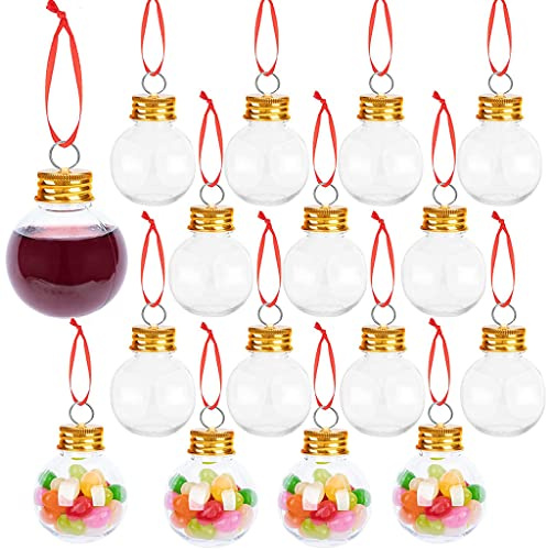 KieTeiiK 10 Stück Weihnachtskugeln 50 ml transparente Weihnachtskugeln zum Befüllen, Glühbirnenförmige Weihnachtsbaumkugeln mit Deckel und Band, befüllbare Kugeln für Weihnachtsdekoration, Halloween,
