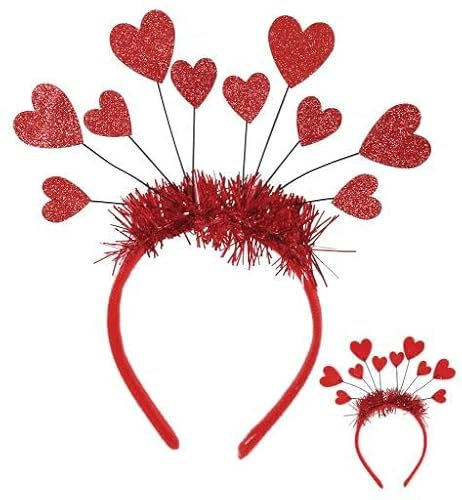 Haarreif mit Glitzer Herzen Lametta Karneval Valentinstag Amor Accsessoire Party Fotorequisite