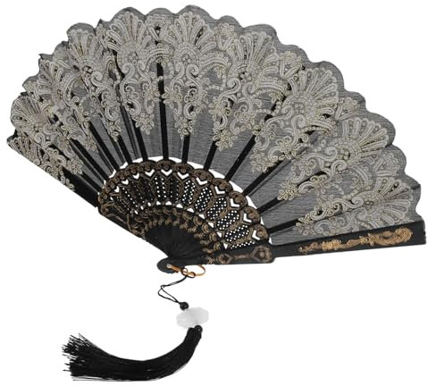 Zerodeko 2St Heißpräge-Quastenfächer Vintage Handfächer chinesischer Fan bestickter Handfächer Fans Handheld Faltfächer für Damen handklappbarer Jahrgang Federfächer Metall
